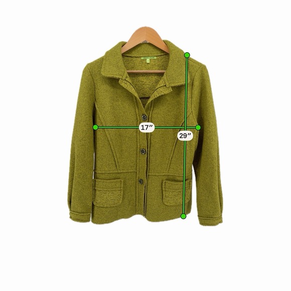 Trisha Tyler Women's Vibrant Green Button Down Long Sleeve Sweater Knit Blazer M - Picture 9 of 11